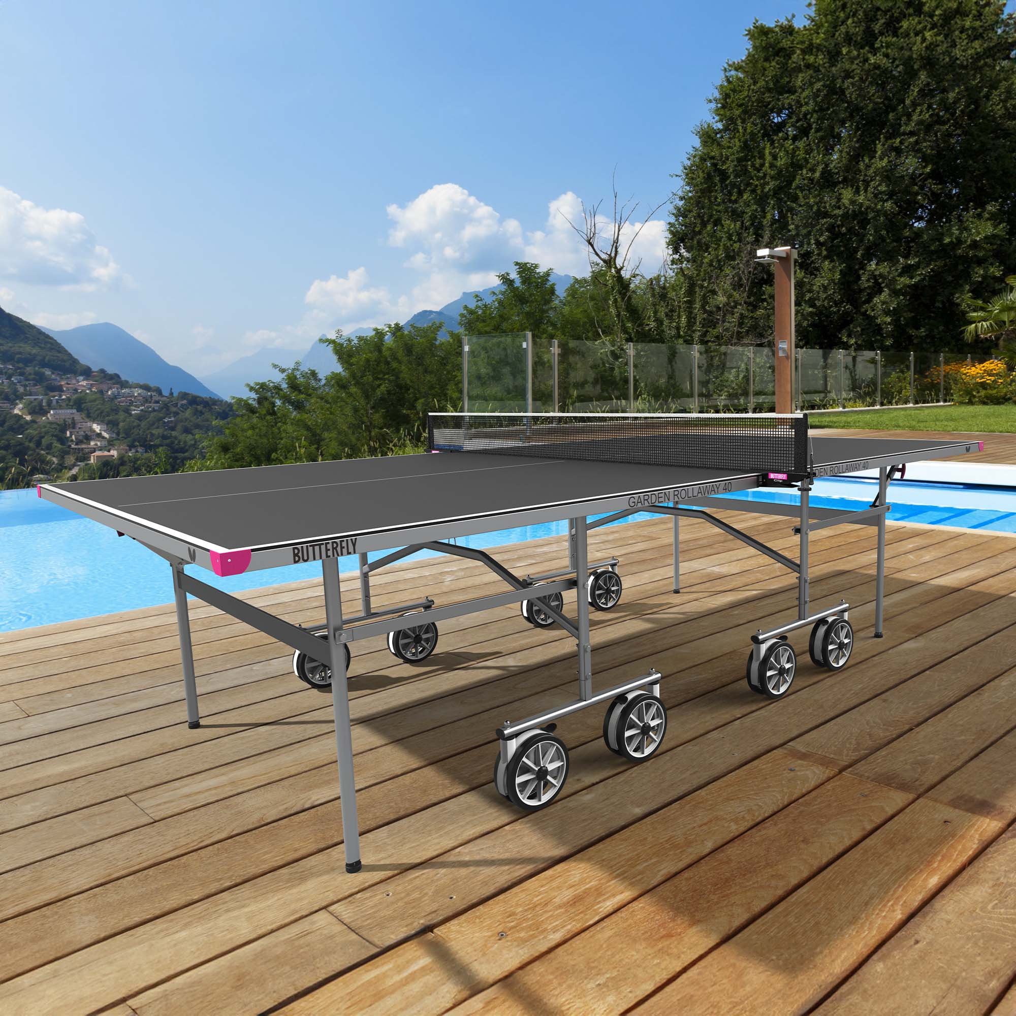 Butterfly Garden Rollaway 40 Outdoor Table Tennis Table - Image 5