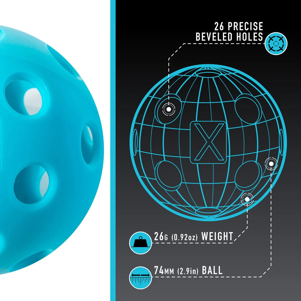 Franklin X-26 Indoor Pickleball Balls - Pack of 3 - Image 5