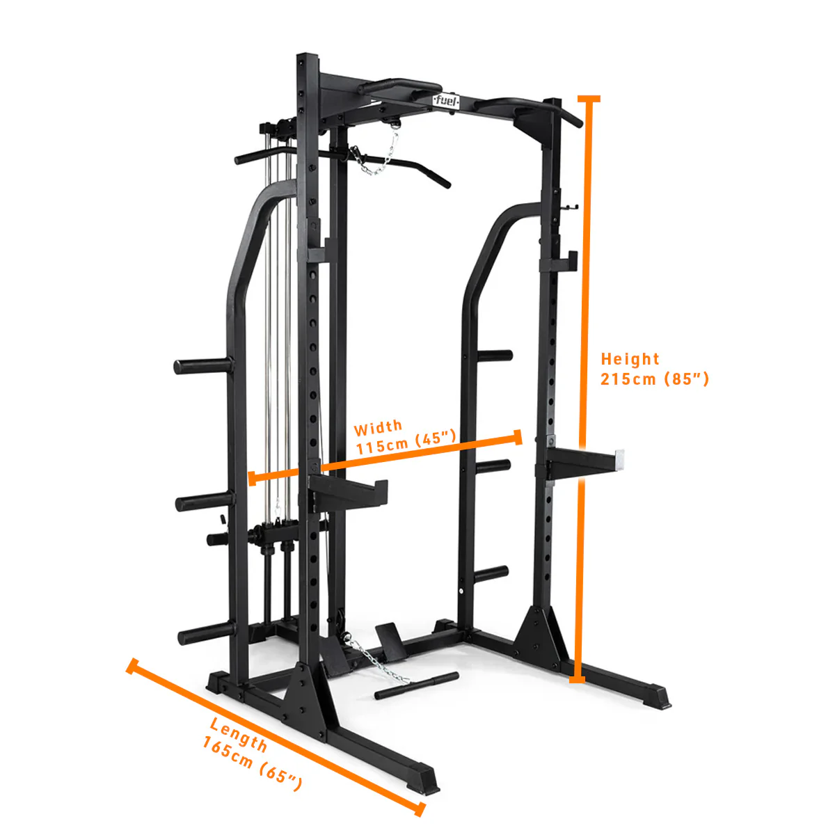 Fuel Fitness Power Rack with Hi-Lo Pulley and FID Weight Bench - Image 4