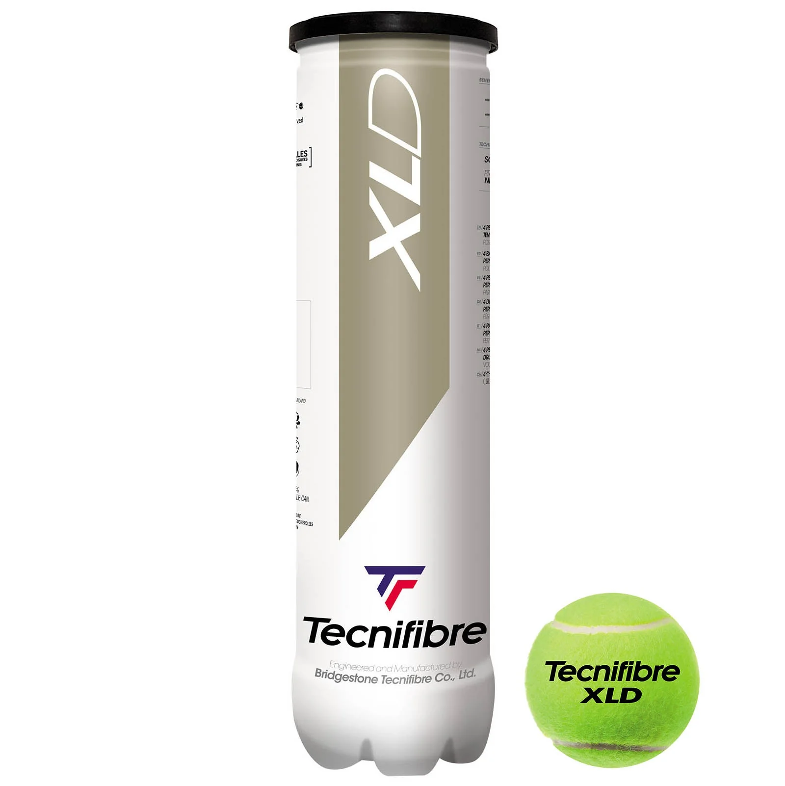 Tecnifibre XLD Tennis Balls - Tube of 4 - Image 3