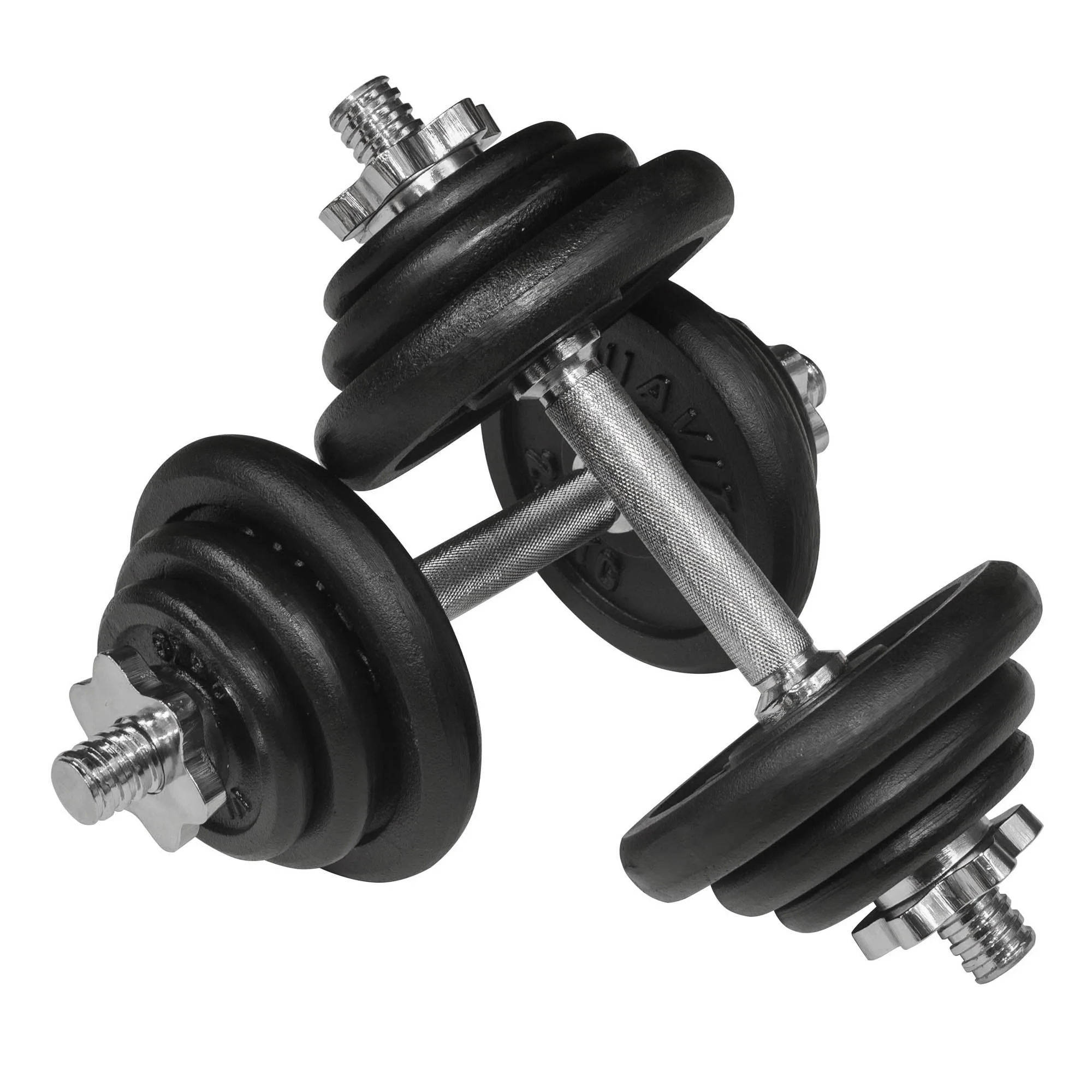 Viavito 20kg Black Cast Iron Dumbbell Set with 4ft EZ Curl Bar - Image 2