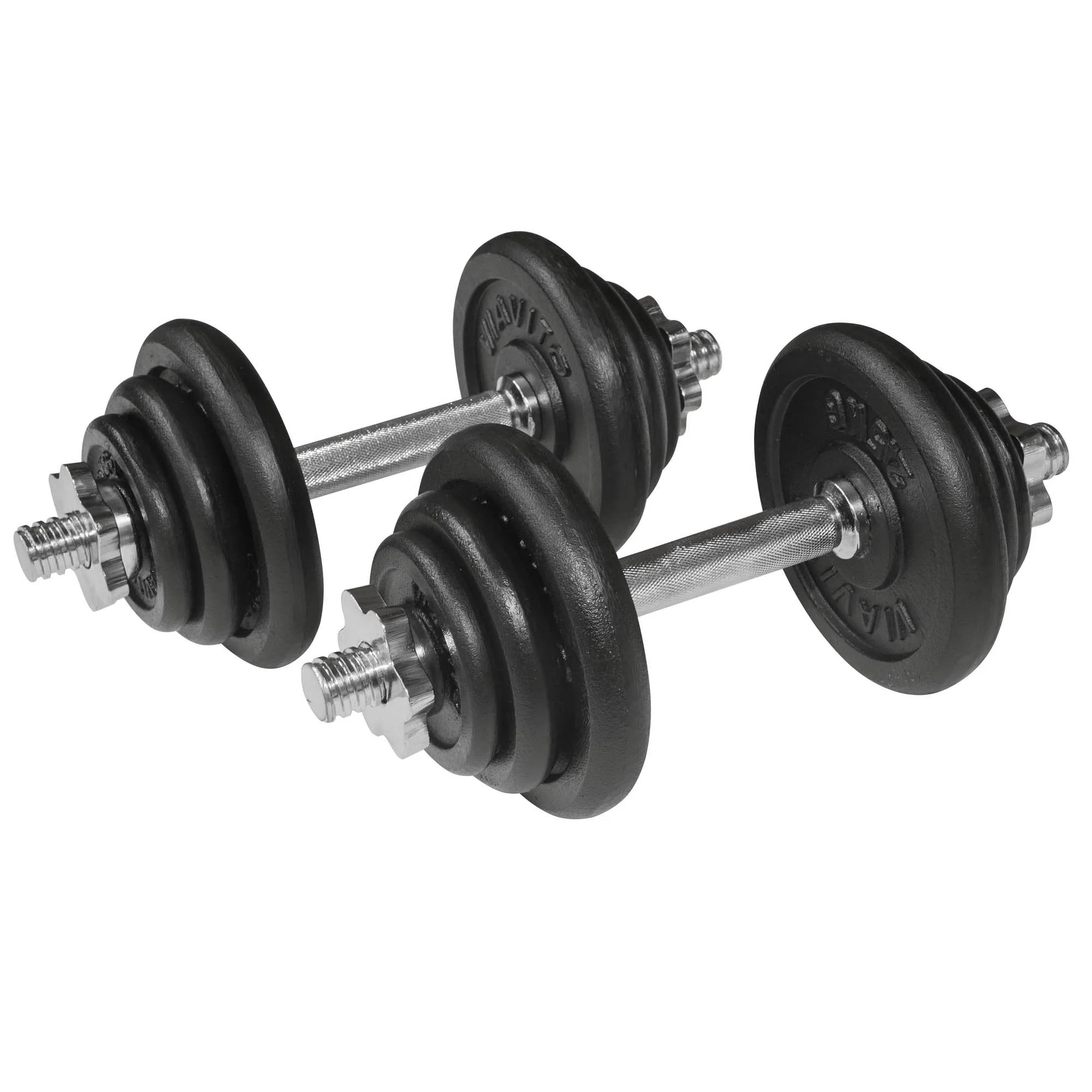 Viavito 20kg Black Cast Iron Dumbbell Set with 4ft EZ Curl Bar - Image 3