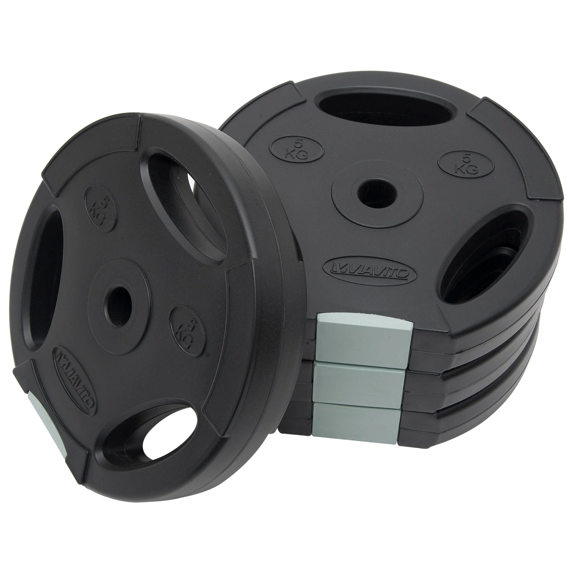 Viavito 35kg Tri Grip Vinyl Standard Weight Plates Set - Image 4