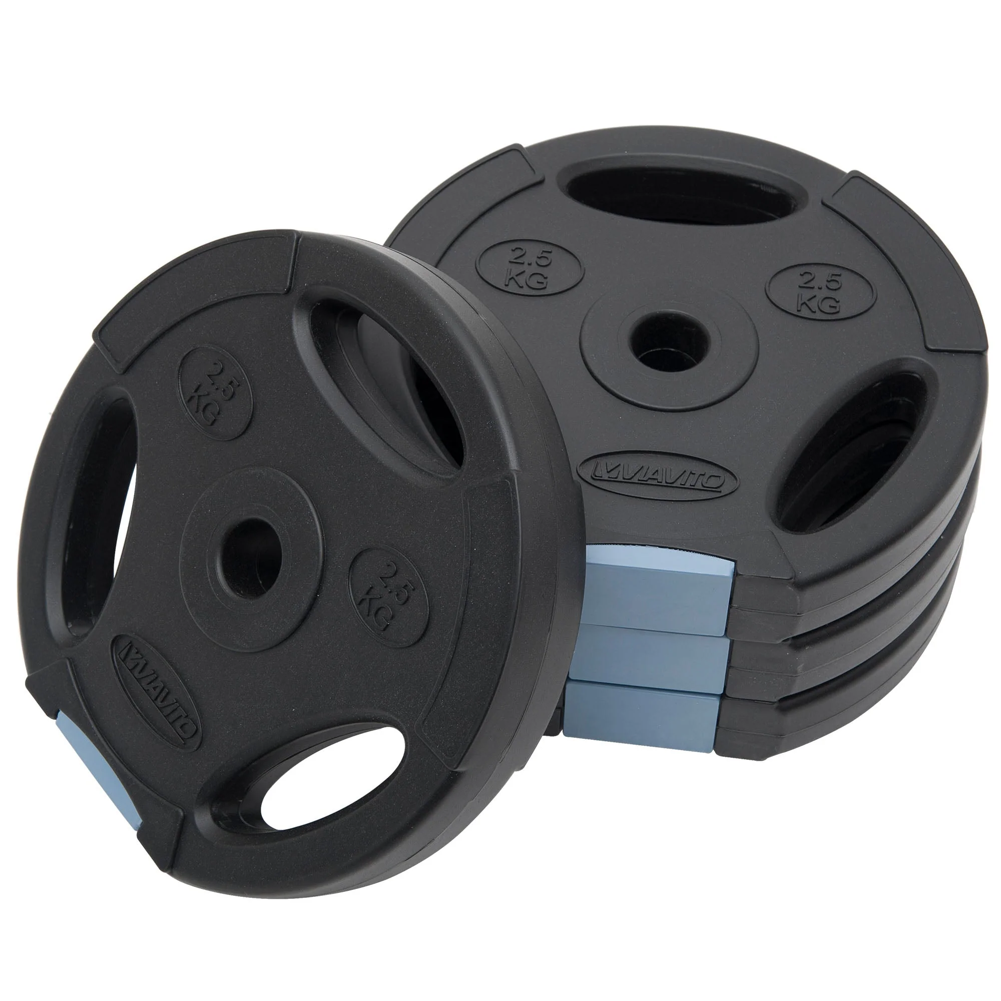 Viavito 55kg Tri Grip Vinyl Standard Weight Plates Set - Image 3