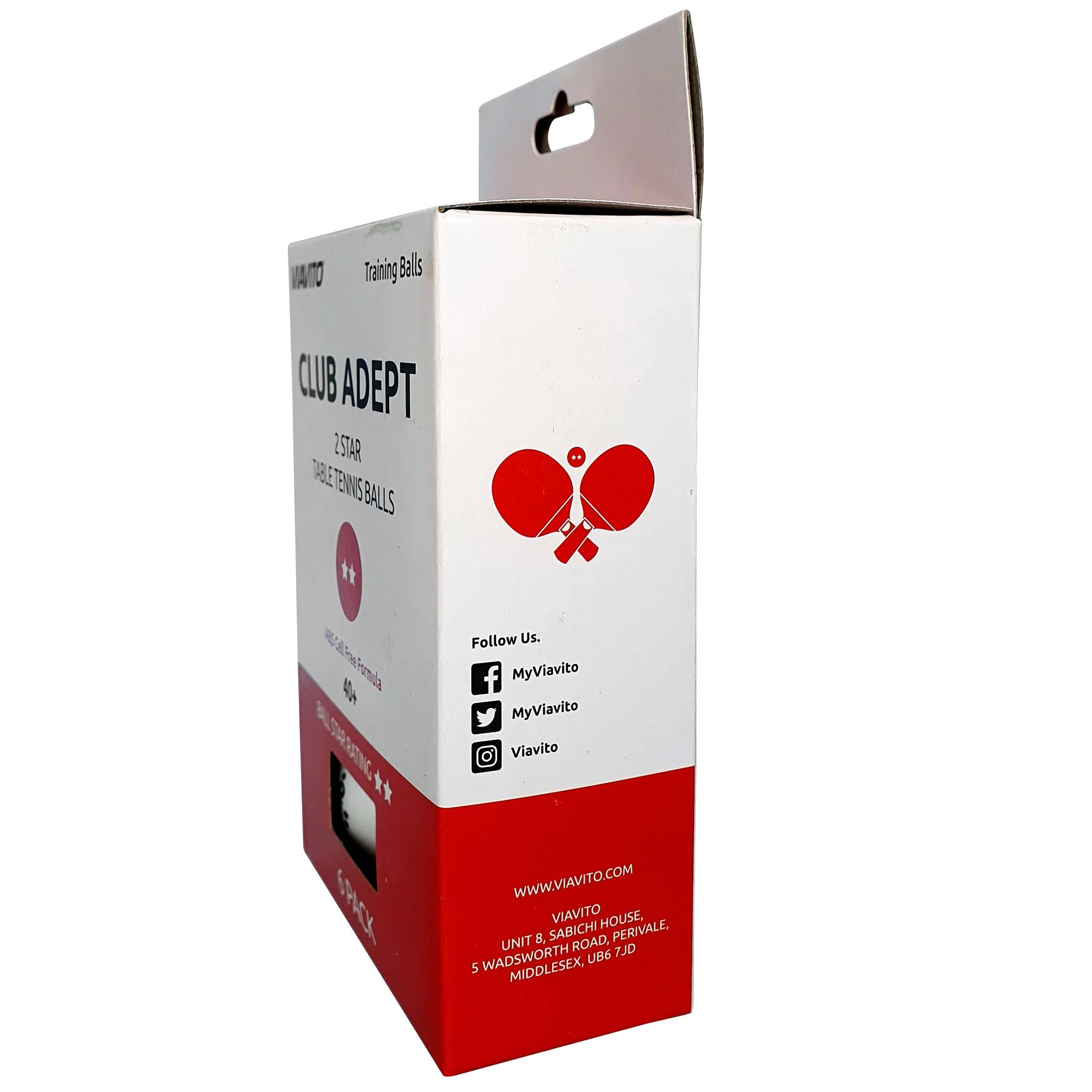 Viavito Club Adept 2 Star Table Tennis Balls - Pack of 6 - Image 7