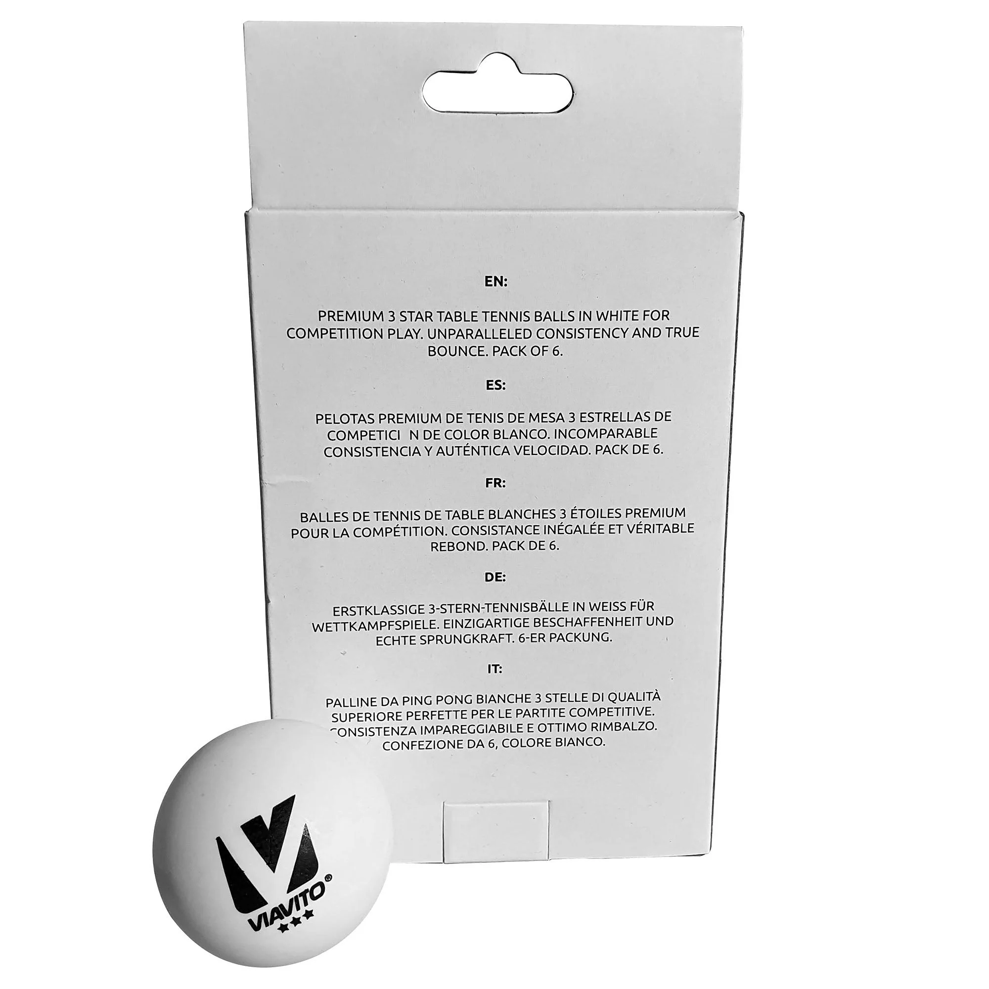 Viavito Compete Pro 3 Star Table Tennis Balls - Pack of 6 - Image 3