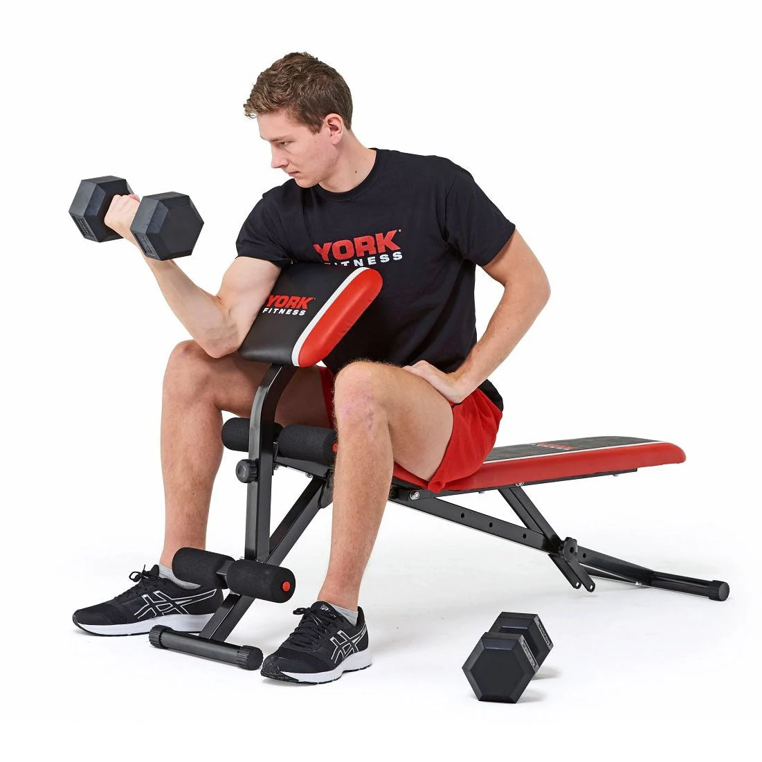 York Warrior 2 in 1 Dumbbell and Ab Bench with Curl - Image 3