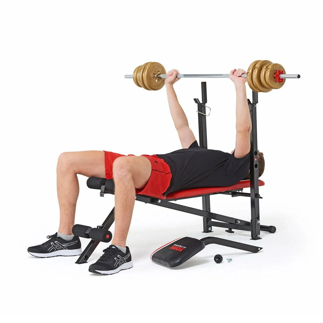 York Warrior 2 in 1 Folding Barbell and Ab Bench with Curl - Image 6